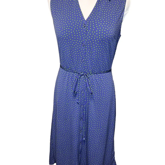 Nicole Miller Navy Dress with Green Polka Dots - Picture 9 of 10
